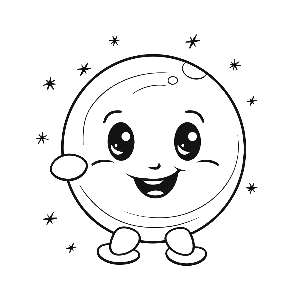 Dibujo de planetas kawaii para colorear 2 listo para imprimir gratis