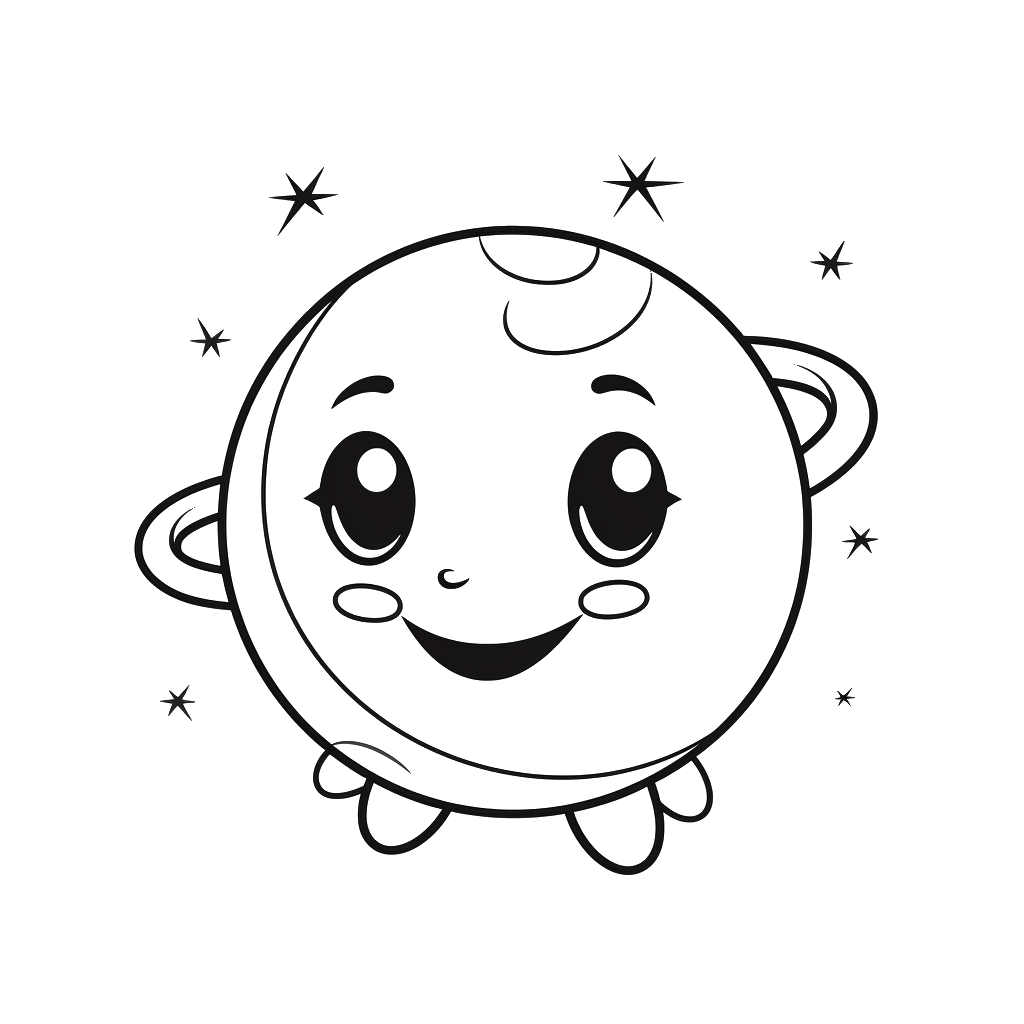Dibujo de planetas kawaii para colorear 3 listo para imprimir gratis