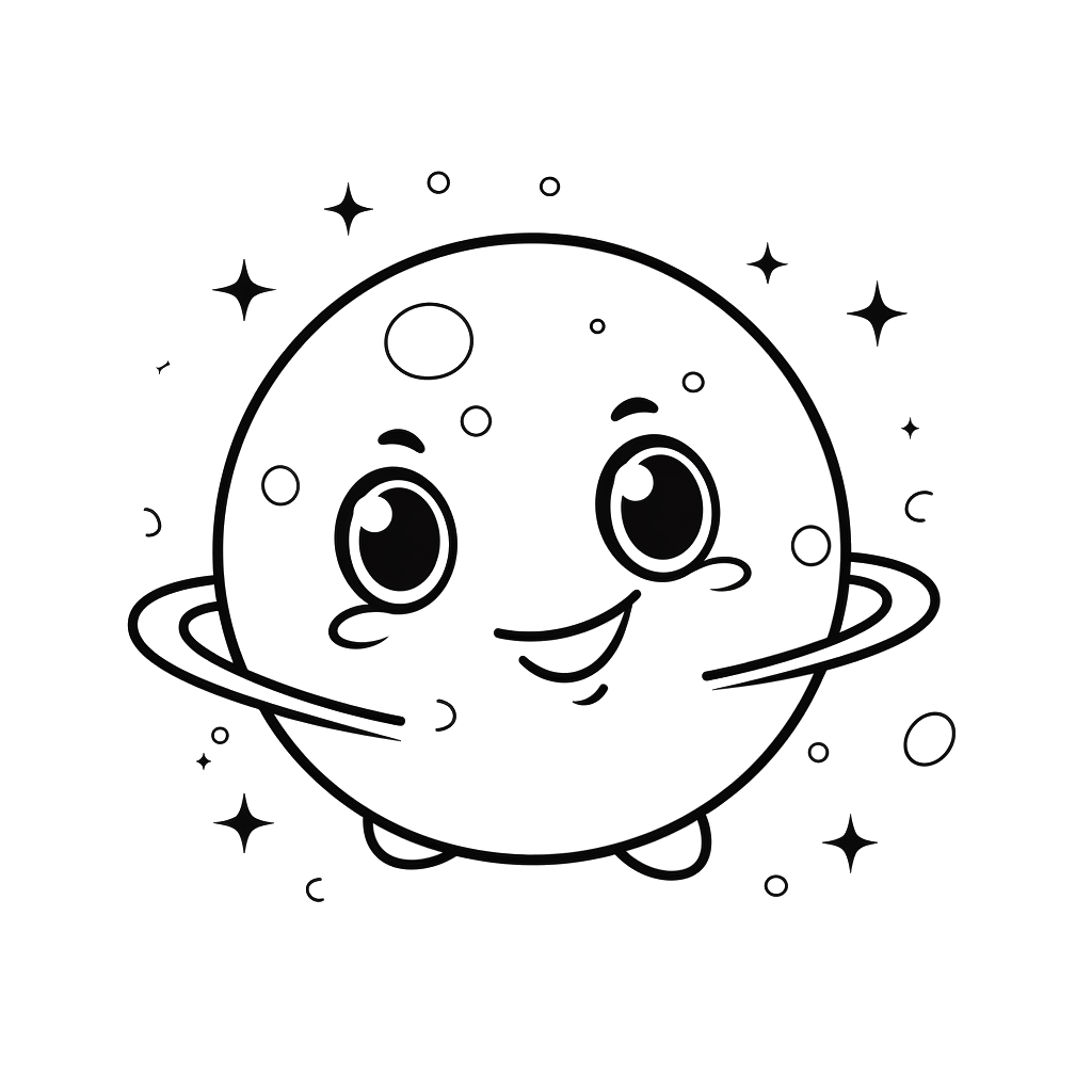 Dibujo de planetas kawaii para colorear 4 listo para imprimir gratis