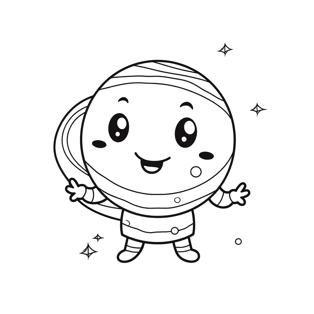 Dibujo de planetas kawaii para colorear 8 listo para imprimir gratis