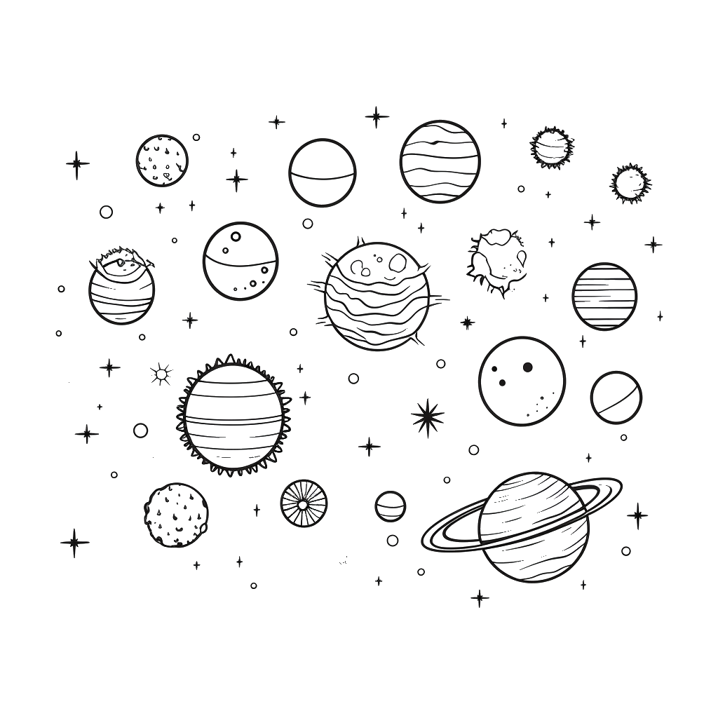 Dibujo de sistemas planetarios para colorear 1 listo para imprimir gratis