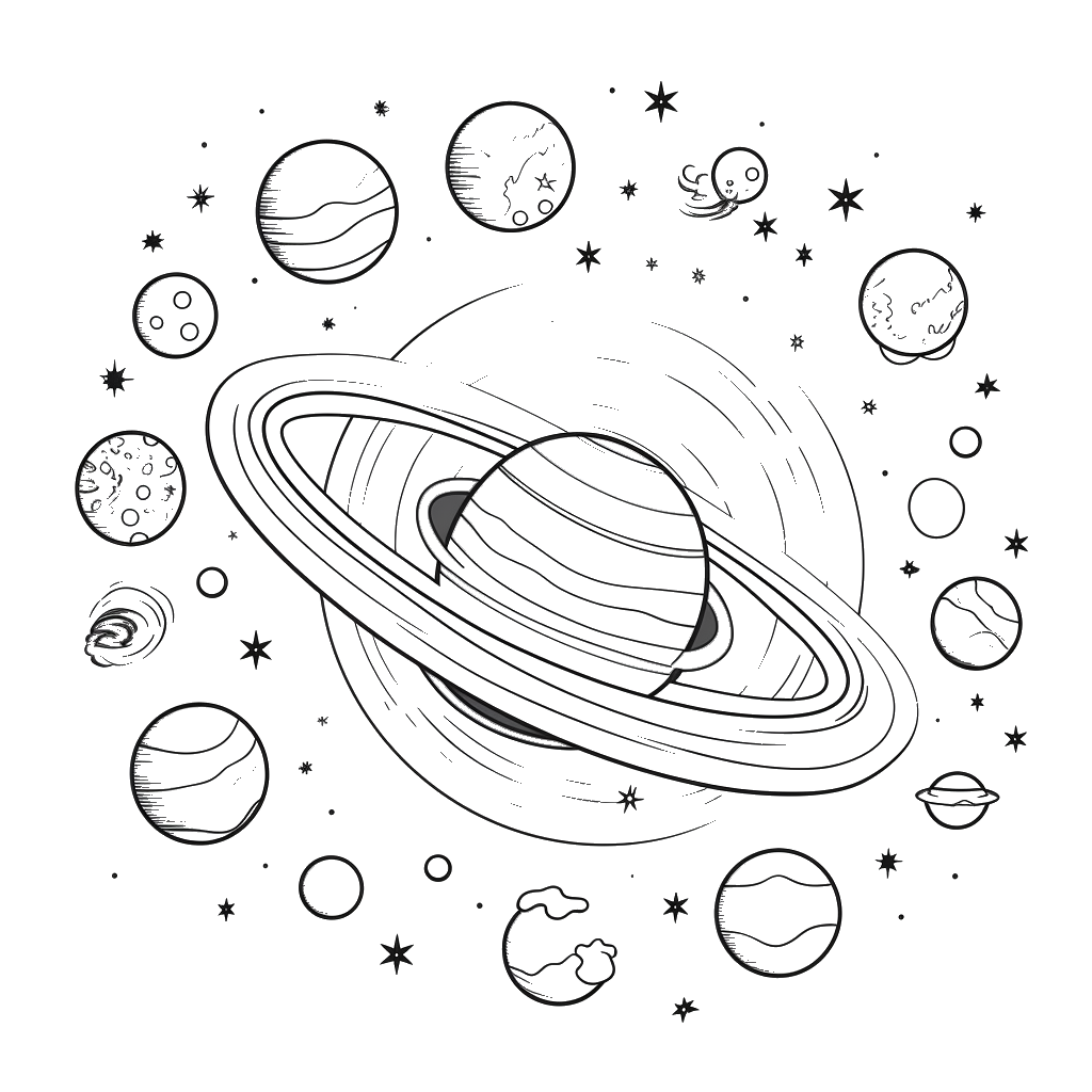 Dibujo de sistemas planetarios para colorear 3 listo para imprimir gratis