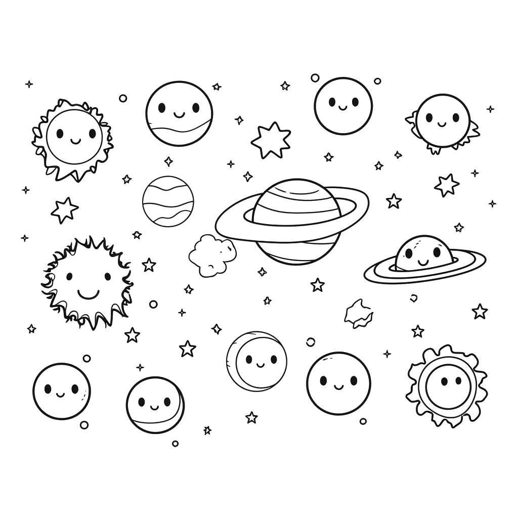 Dibujo de sistemas planetarios para colorear 6 listo para imprimir gratis