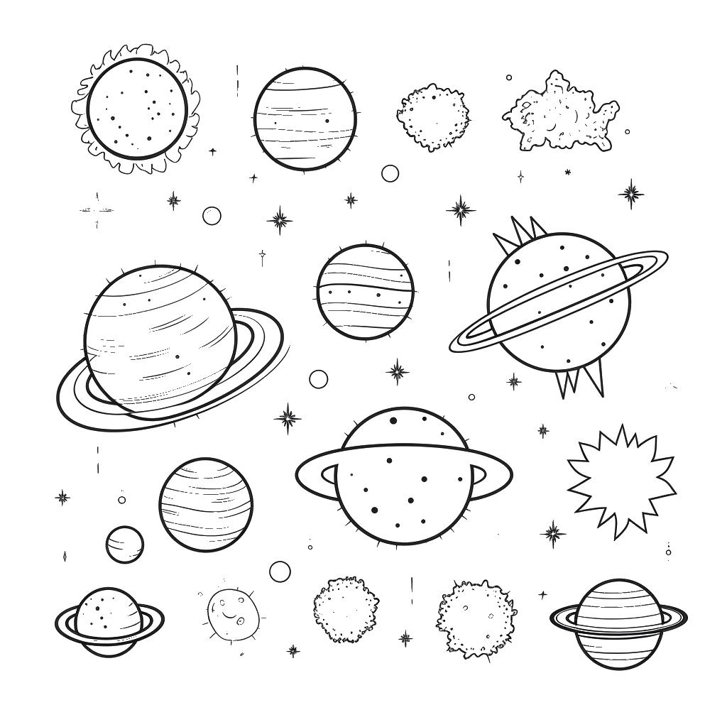 Dibujo de sistemas planetarios para colorear 7 listo para imprimir gratis