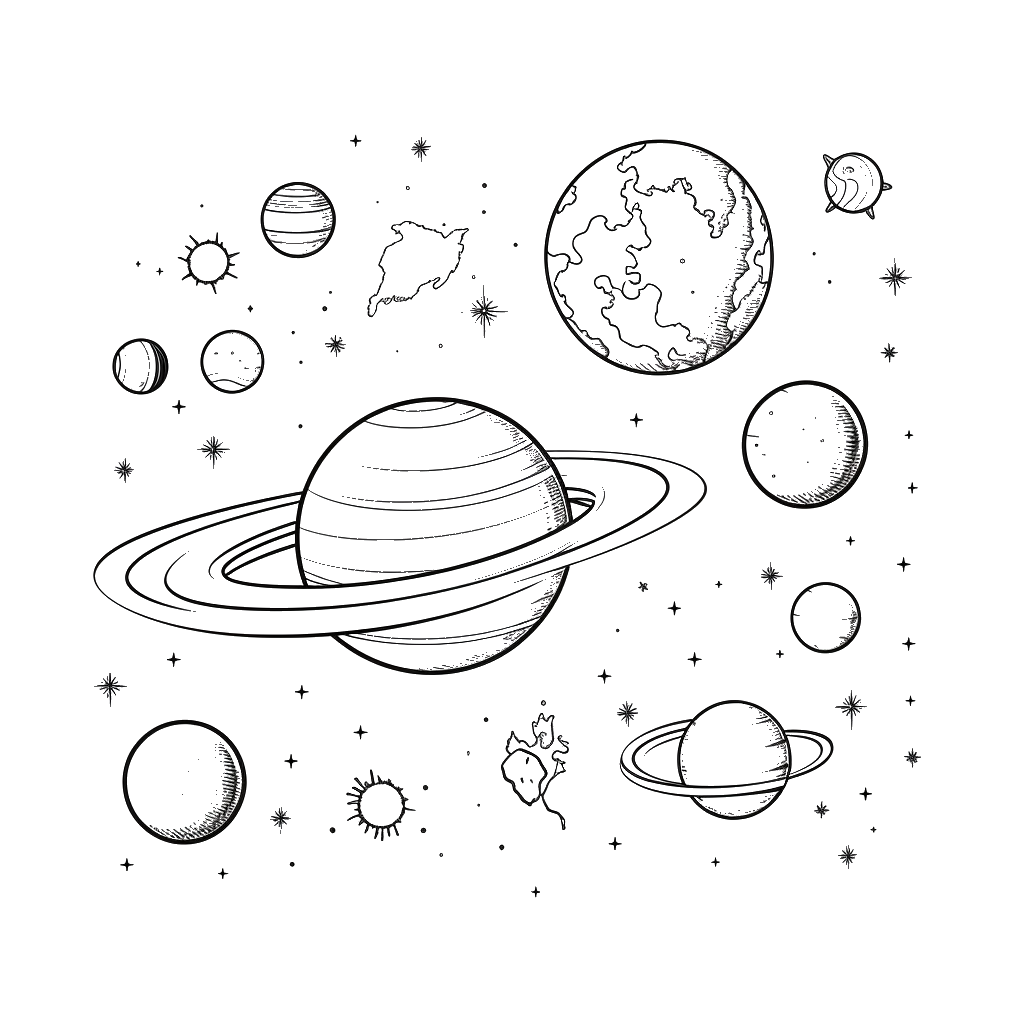 Dibujo de sistemas planetarios para colorear 8 listo para imprimir gratis