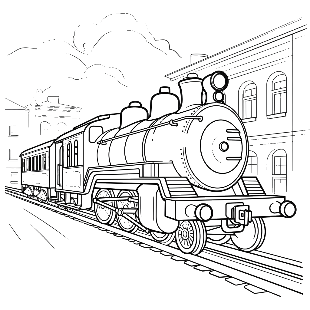 Dibujo de trenes para colorear 2 listo para imprimir gratis